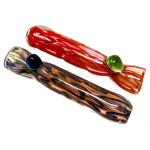 3.5" Gold Fumed Squiggly Line Marble Chillum Hand Pipe (Pack of 2) - [GWRKP139]